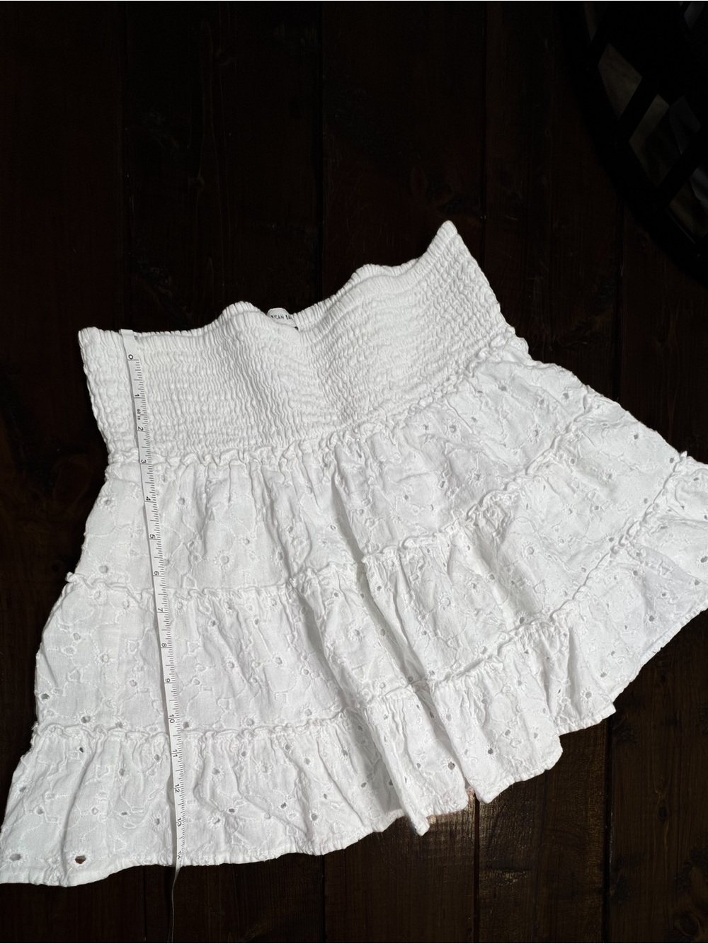 American Eagle Outfitters White Eyelet Tiered Smocked Skirt